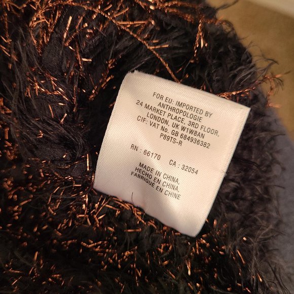 Anthropologie Fringe Scarf Tinsel Knit Red Black - Picture 7 of 7